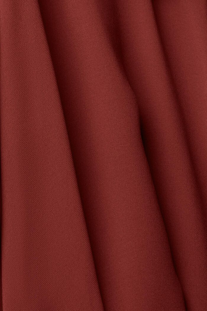 Robe longueur midi en mousseline ornée de détails en dentelle, BORDEAUX RED, detail image number 5