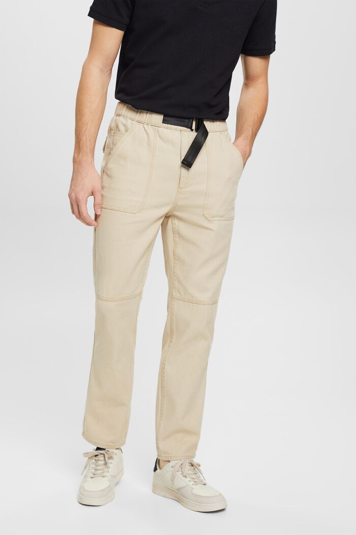 Pantalon chino Straight Fit, en coton lourd, SAND, detail image number 0