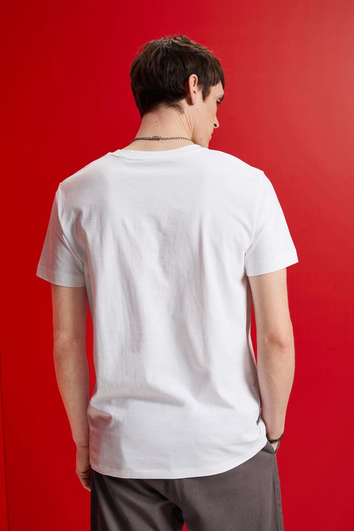 T-shirt à encolure ronde, 100 % coton, WHITE, detail image number 3