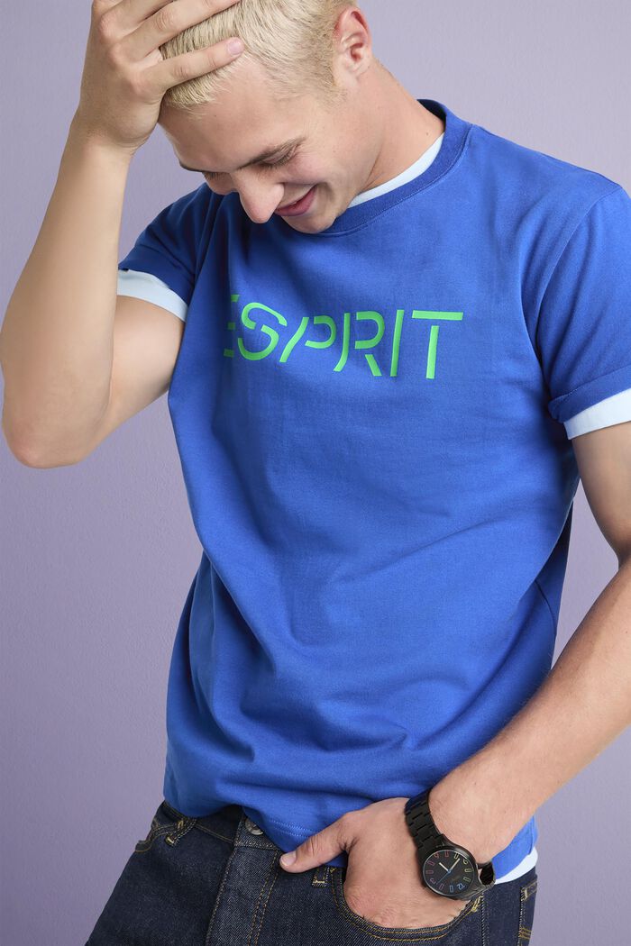 T-shirt en jersey de coton unisexe à logo, BRIGHT BLUE, detail image number 3