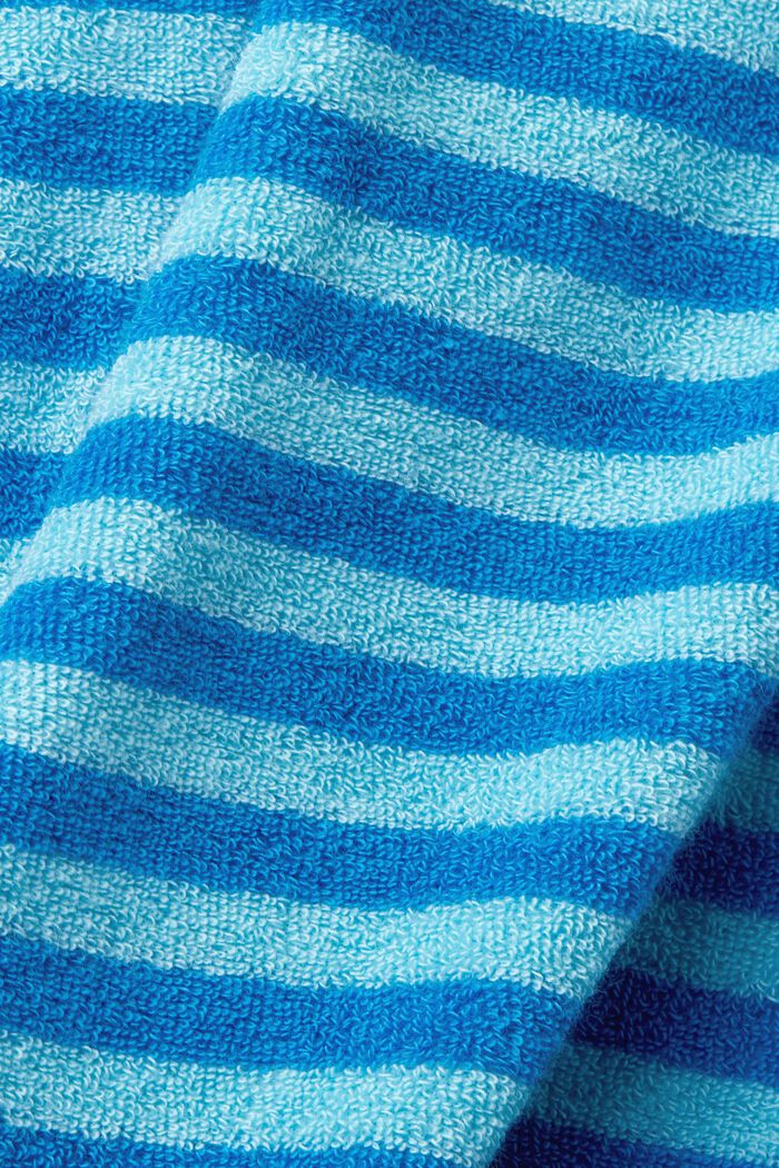 Peignoir à capuche rayé en tissu éponge, TURQUOISE, detail image number 4