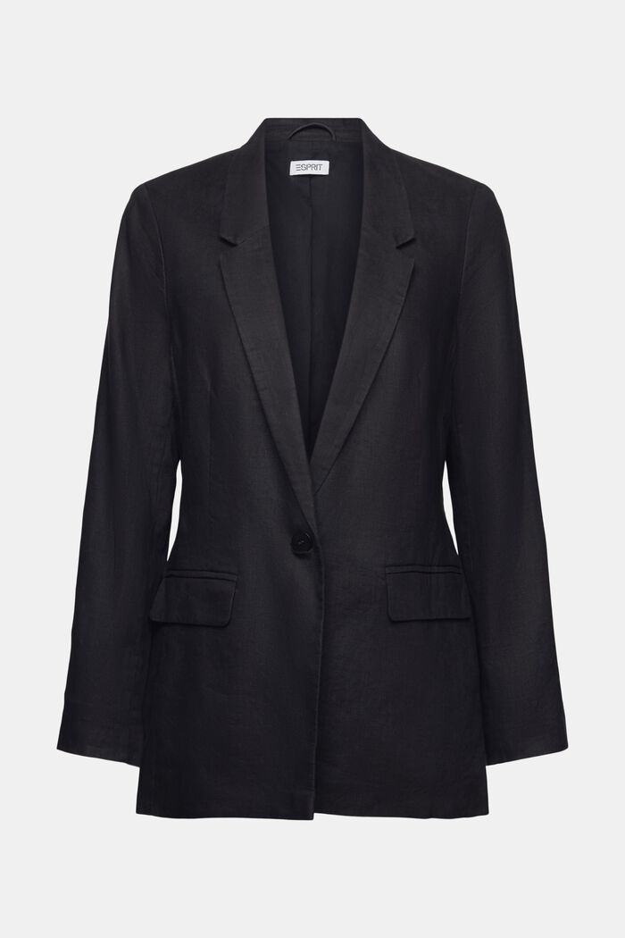 Veste de tailleur en lin à boutonnage droit, BLACK, detail image number 6