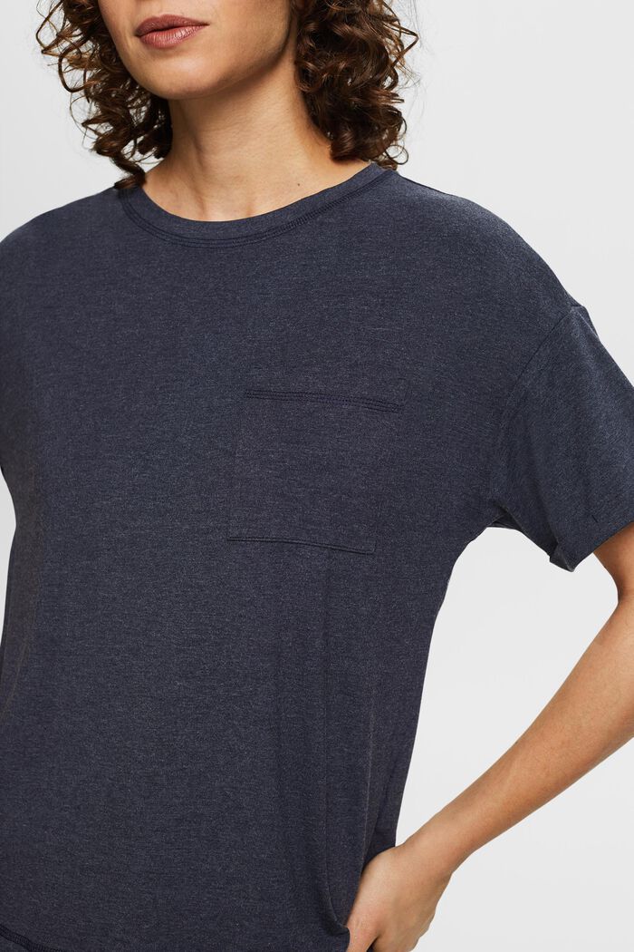 T-shirt en coton mélangé à poche-poitrine, NAVY, detail image number 2