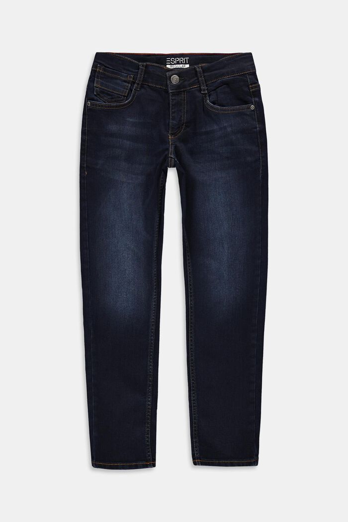 Jean à taille ajustable, BLUE DARK WASHED, overview
