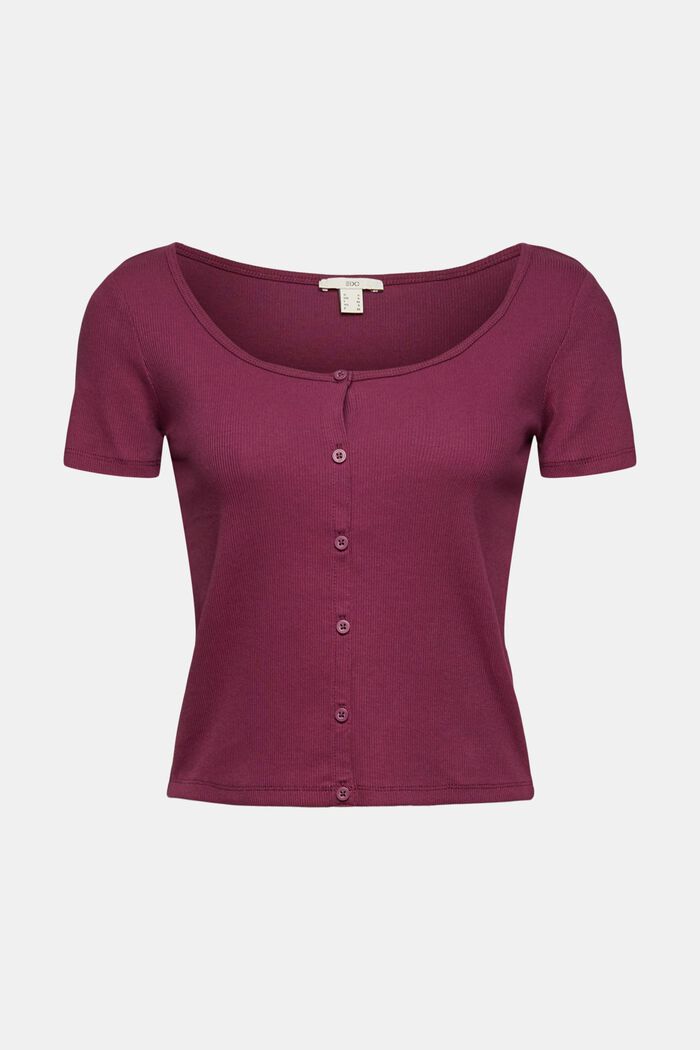 T-shirt à patte de boutonnage, coton biologique , BORDEAUX RED, detail image number 6