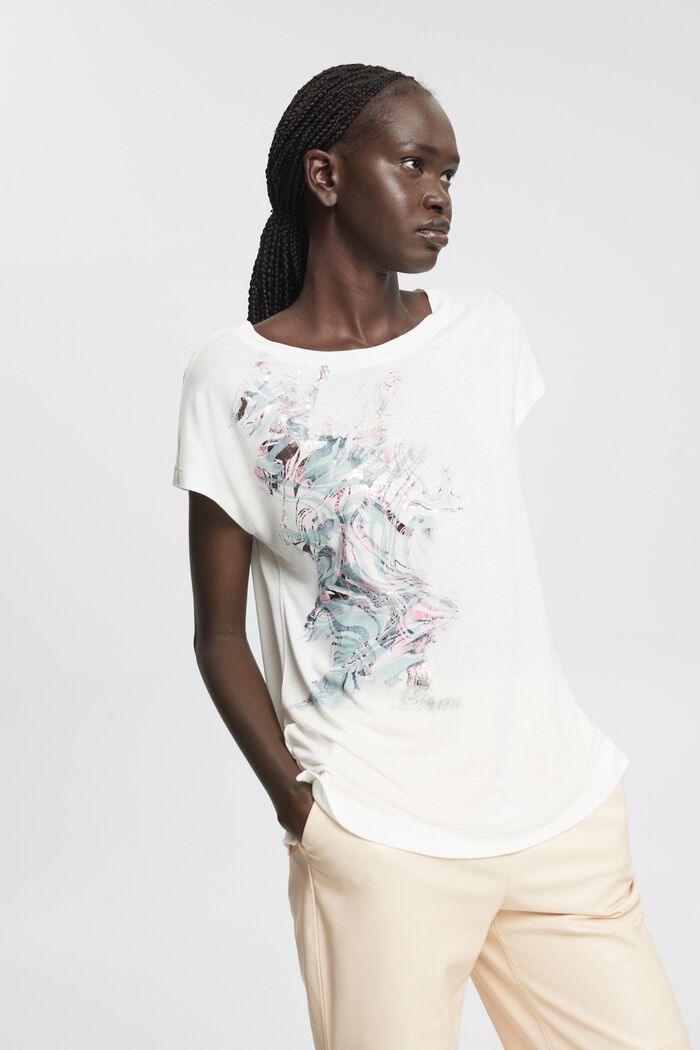 T-shirt à paillettes, LENZING™ ECOVERO™, OFF WHITE, detail image number 0