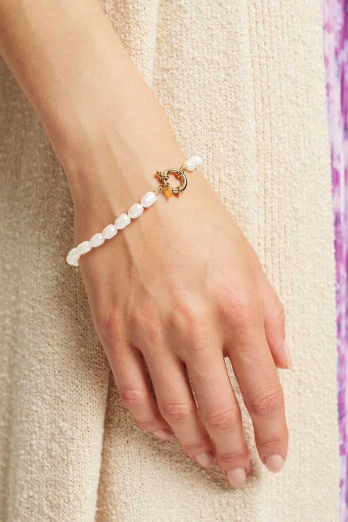 Bracelet en perles d’eau douce, acier inoxydable, GOLD, detail image number 2