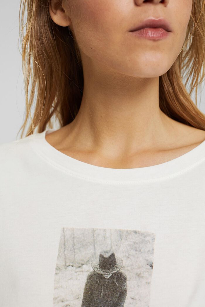 T-shirt à manches longues et imprimé, 100 % coton biologique, OFF WHITE, detail image number 2
