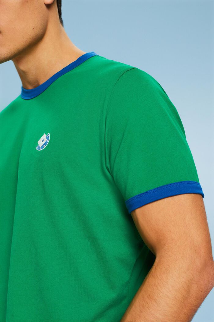 T-shirt col rond en coton à logo, GREEN, detail image number 3