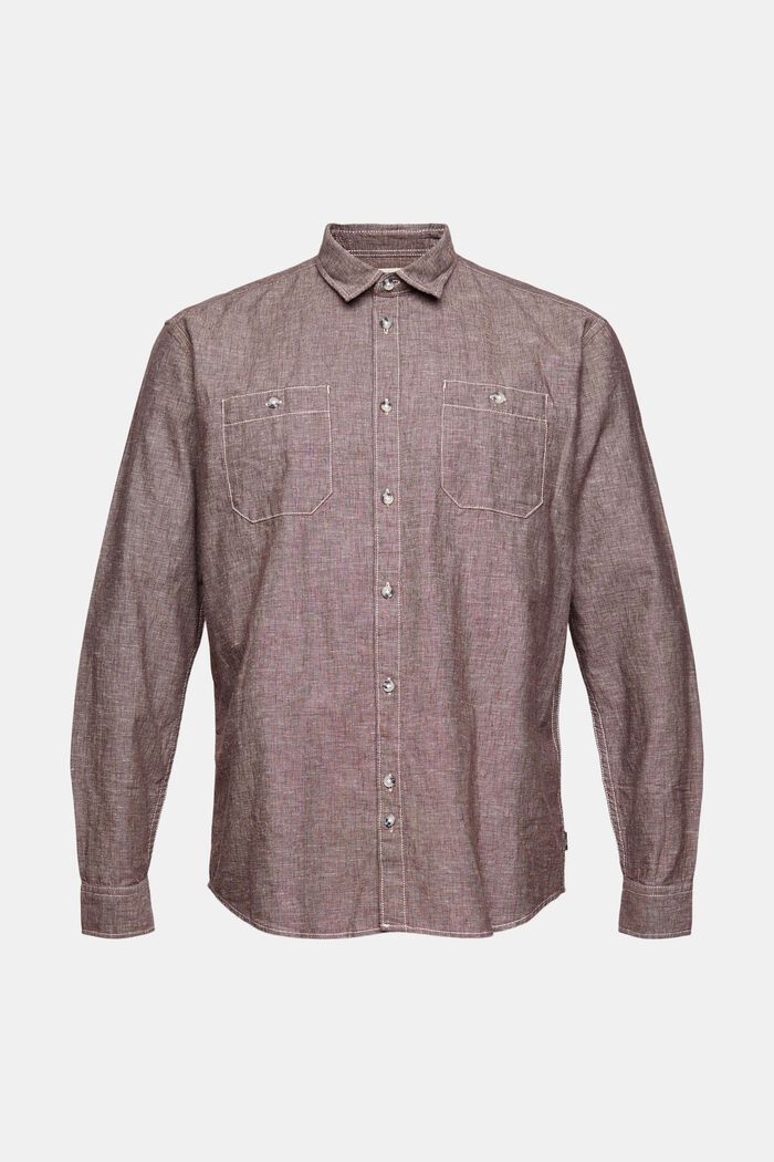 À teneur en lin : la chemise chinée , BROWN, detail image number 5