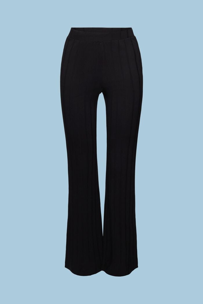 Pantalon évasé en jersey côtelé, BLACK, detail image number 5