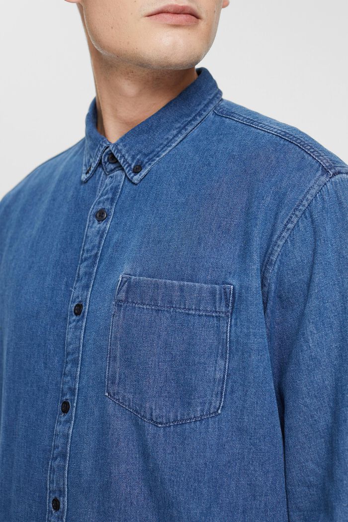 Chemise en jean à poche plaquée, BLUE MEDIUM WASHED, detail image number 2