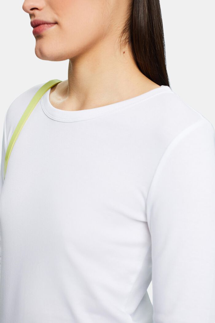 T-shirt en jersey de coton à manches longues, WHITE, detail image number 3