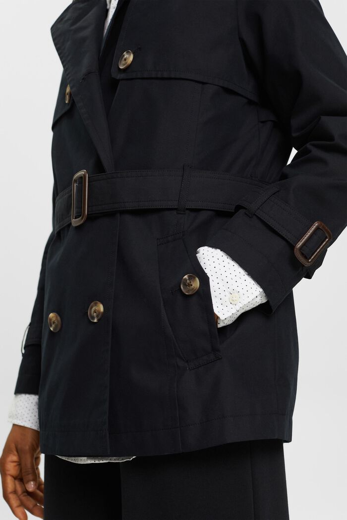 Trench-coat court à ceinture, BLACK, detail image number 2