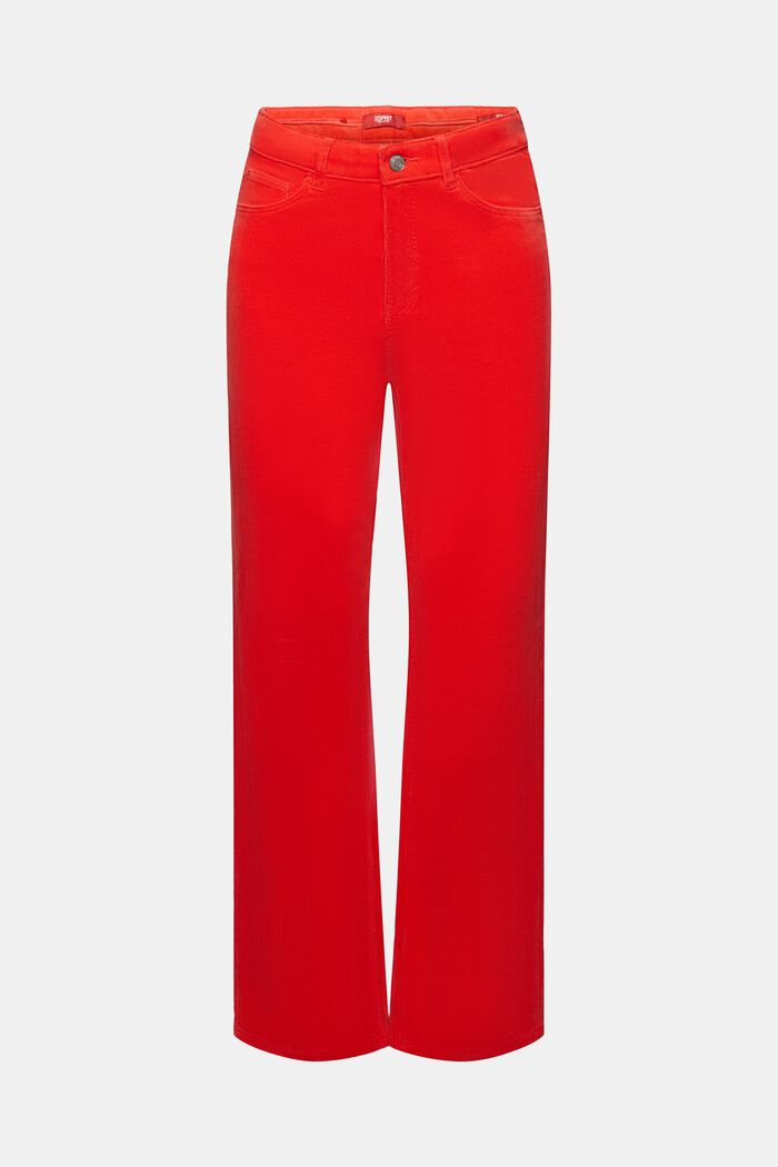 Pantalon en velours côtelé coupe Straight Fit taille haute, RED, detail image number 7