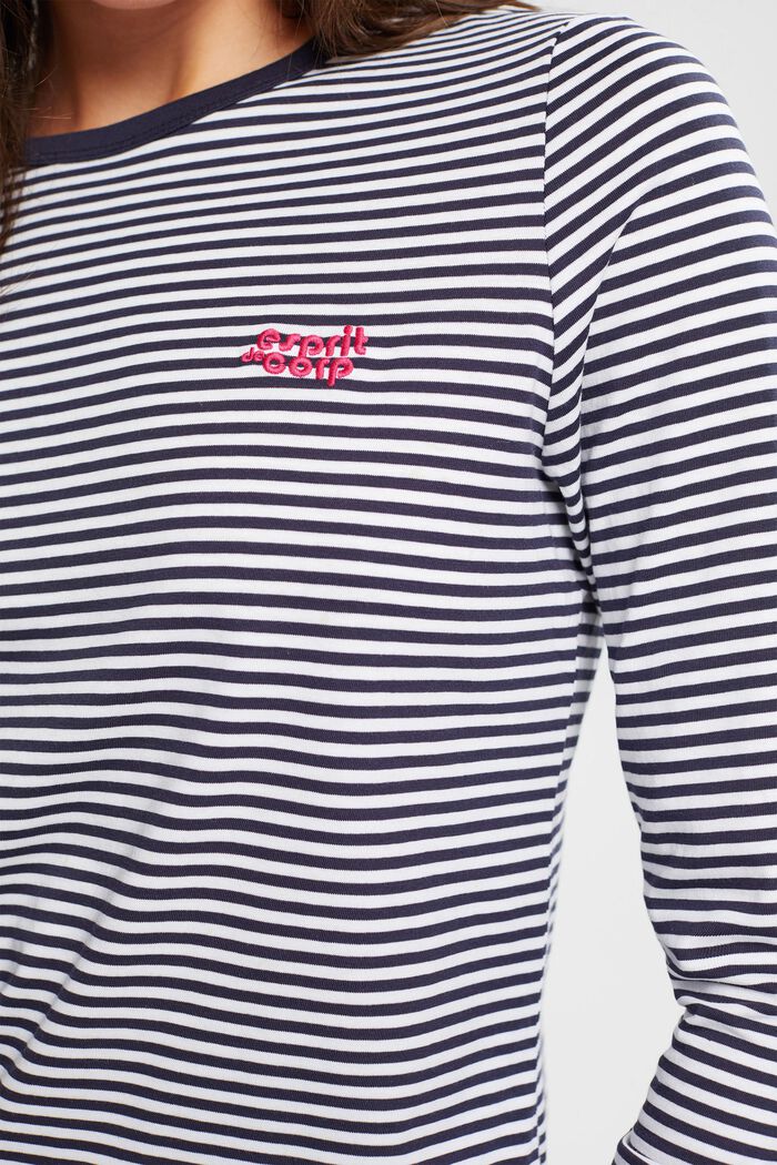 T-shirt rayé à manches longues, NAVY, detail image number 2