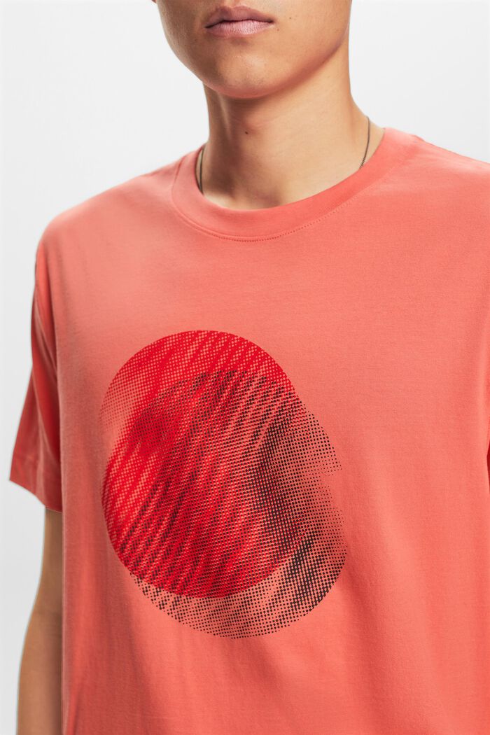 T-shirt à imprimé sur le devant, 100 % coton, CORAL RED, detail image number 3