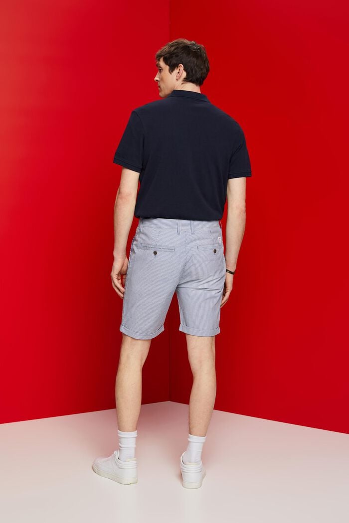 Short chino rayé, 100 % coton, BLUE, detail image number 3