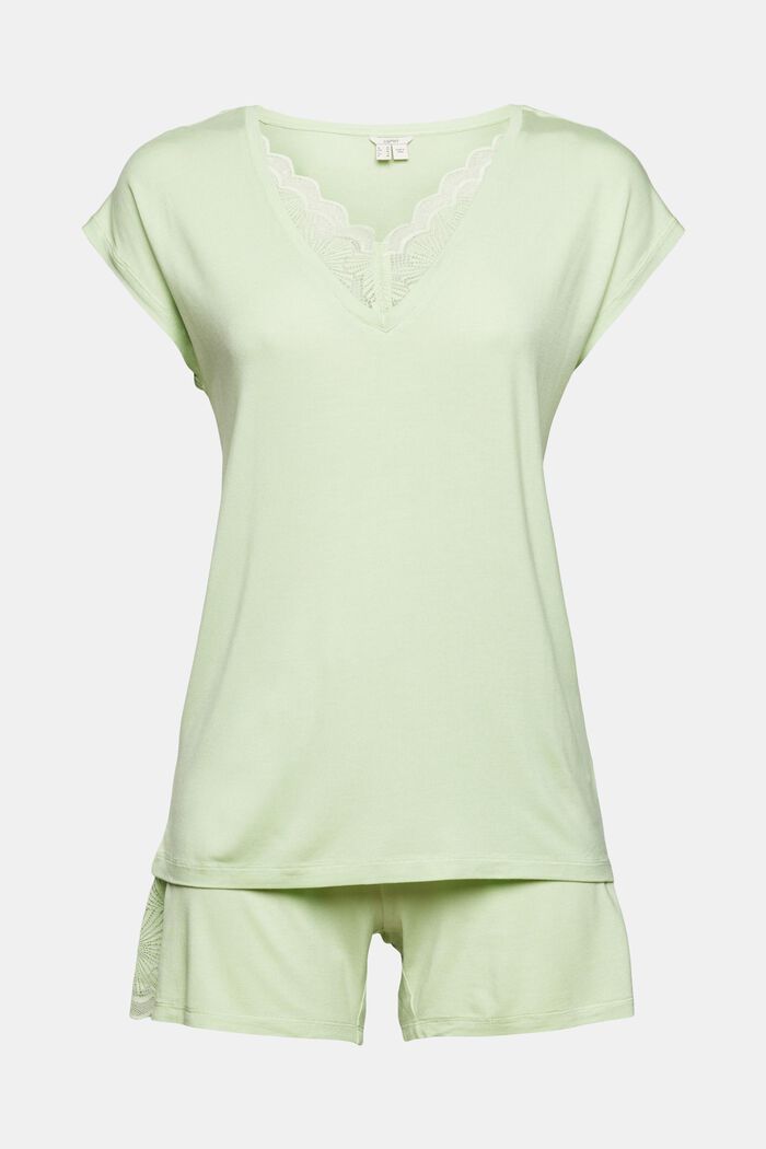 Pyjama à détails en dentelle, LENZING™ ECOVERO™, LIGHT GREEN, detail image number 5