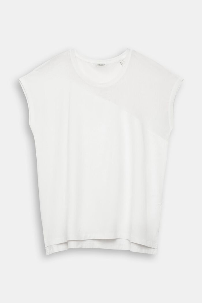 T-shirt CURVY à empiècement en mesh, OFF WHITE, detail image number 1