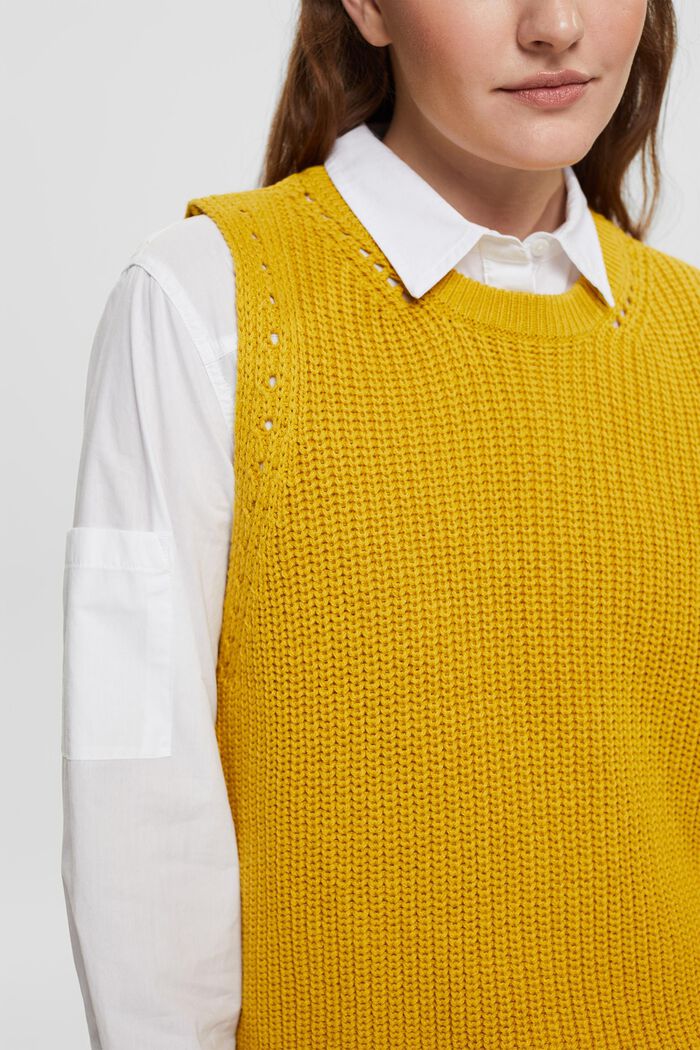 Pull sans manches en maille, DUSTY YELLOW, detail image number 0