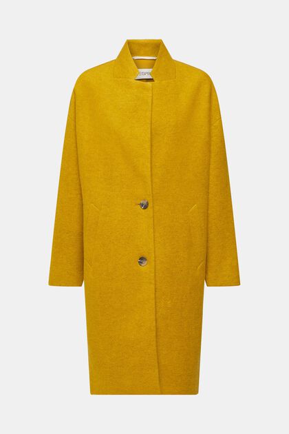 Manteau à teneur en laine, DUSTY YELLOW, overview