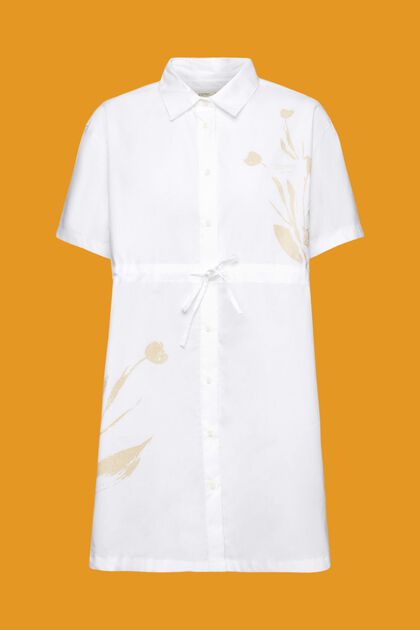 Mini robe-chemise imprimée, WHITE, overview