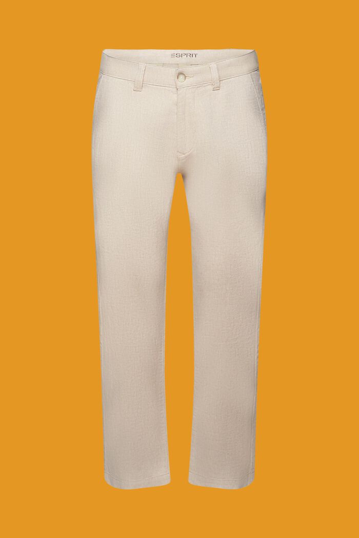 Pantalon à chevrons en mélange de coton et de lin, LIGHT BEIGE, detail image number 6