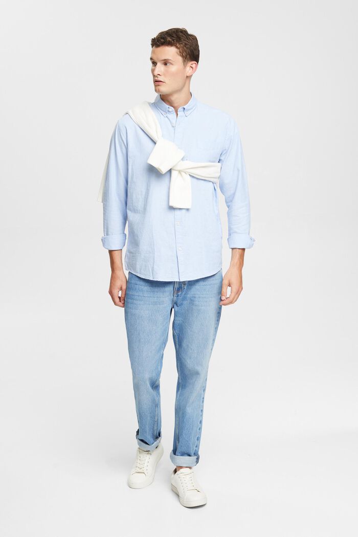 Chemise à col boutonné, 100 % coton, LIGHT BLUE, detail image number 1