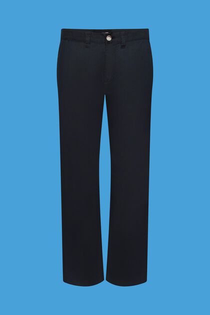 Pantalon en mélange de coton et de lin, BLACK, overview