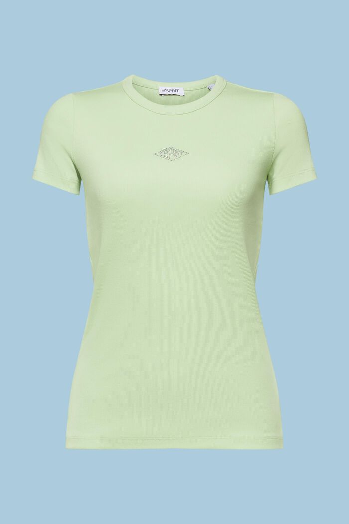 T-shirt à logo en strass, LIGHT GREEN, detail image number 7