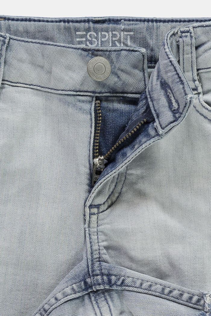 En matière recyclée : le short en jean à taille ajustable, BLUE BLEACHED, detail image number 2