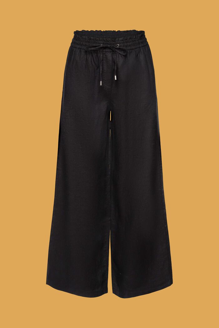 Pantalon large en lin, BLACK, detail image number 6