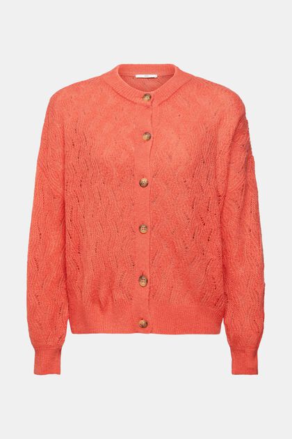 Cardigan en maille pointelle, CORAL, overview