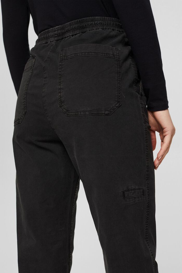 Pantalon stretch à taille élastique, coton biologique, BLACK, detail image number 5