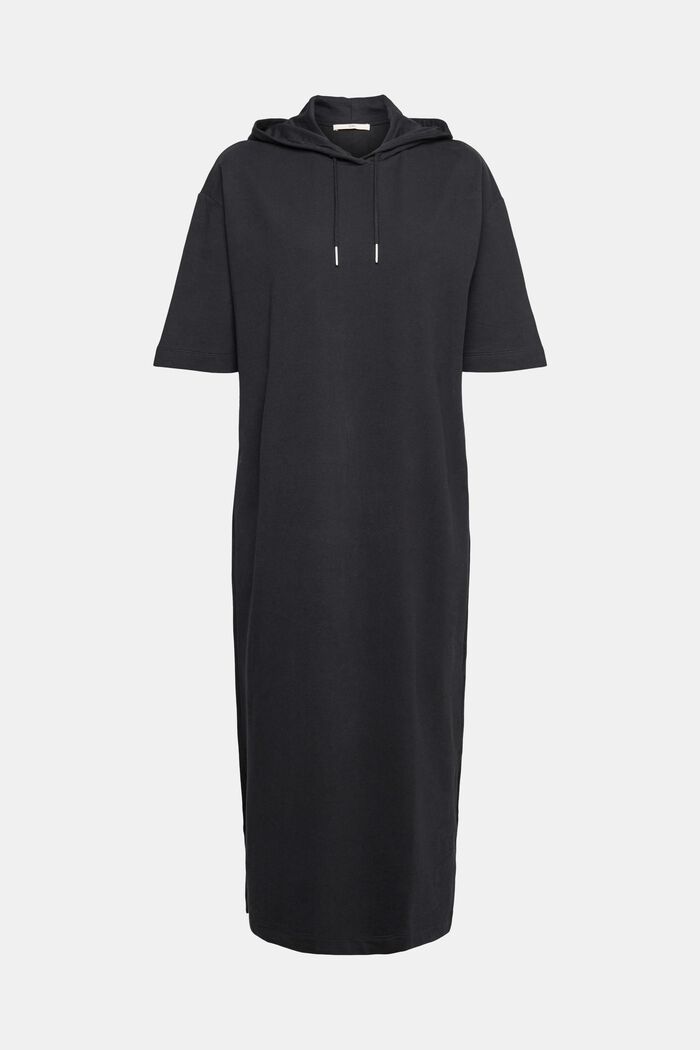 Longue robe molletonnée à capuche, BLACK, detail image number 6