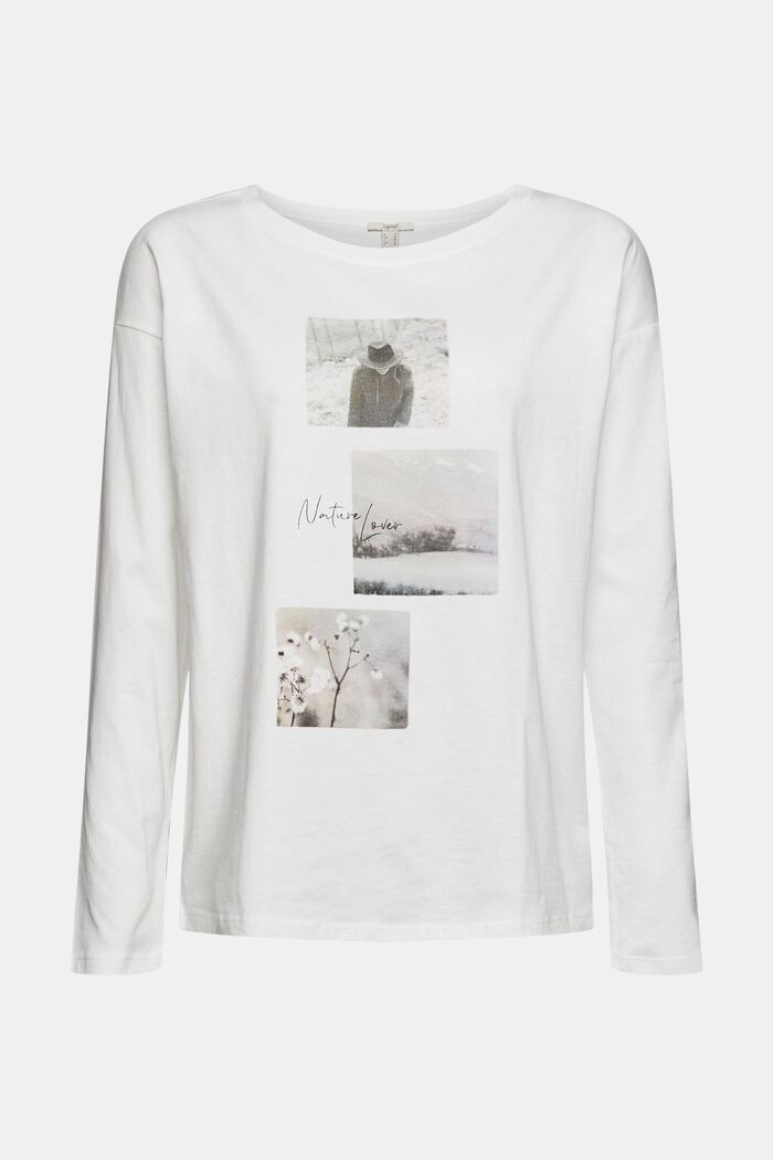 T-shirt à manches longues et imprimé, 100 % coton biologique, OFF WHITE, detail image number 7