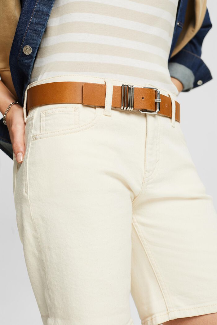 Short en jean à taille mi-haute rétro classique, OFF WHITE, detail image number 2
