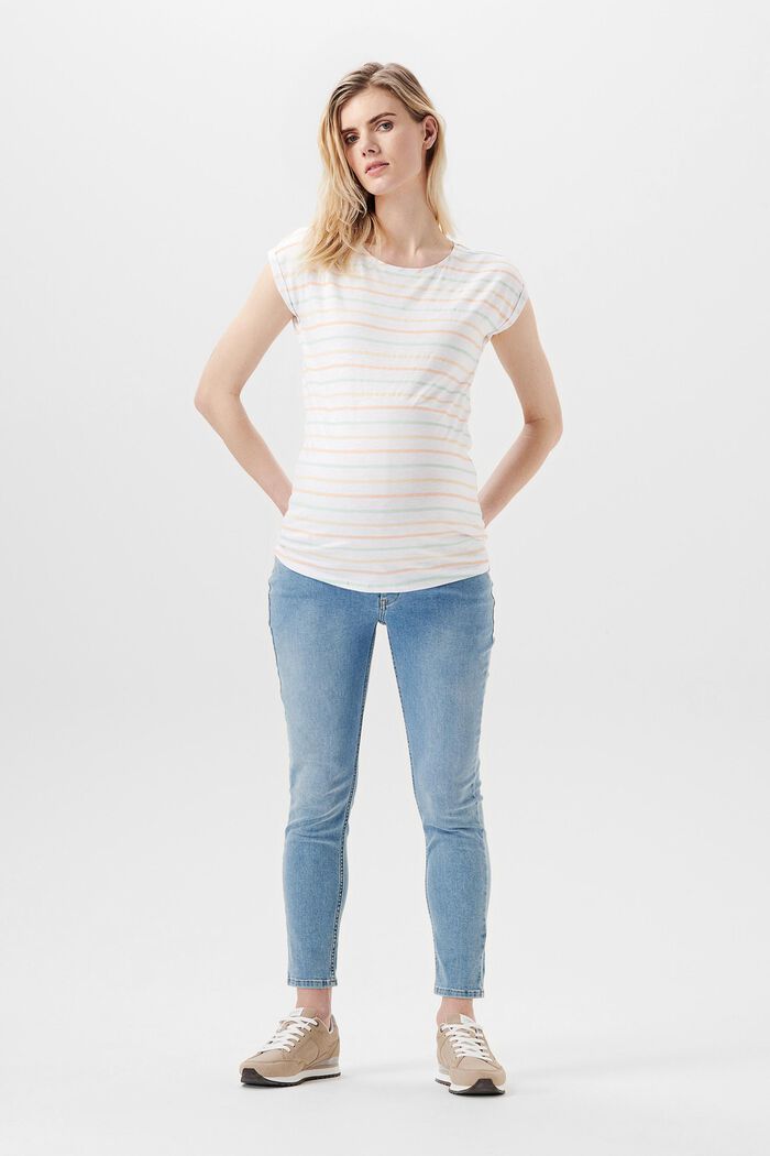 T-shirt à rayures en coton biologique, BRIGHT WHITE, detail image number 1