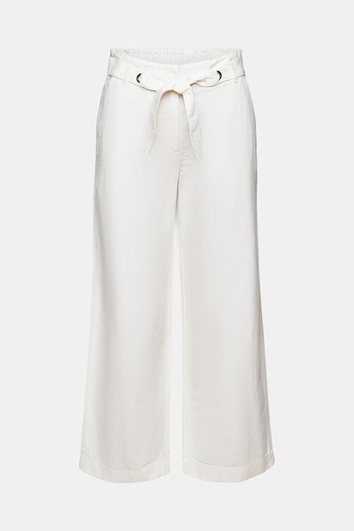 Jupe-culotte cropped en coton et lin, OFF WHITE, detail image number 7