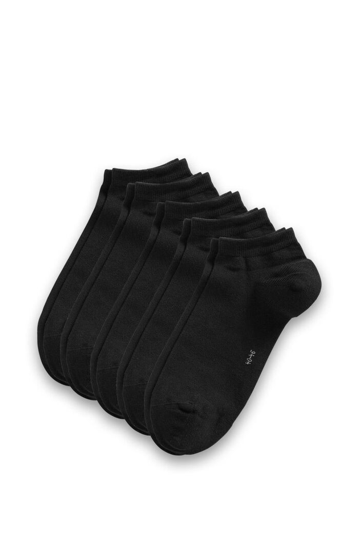 5 paires de socquettes basses en coton mélangé, BLACK, detail image number 0