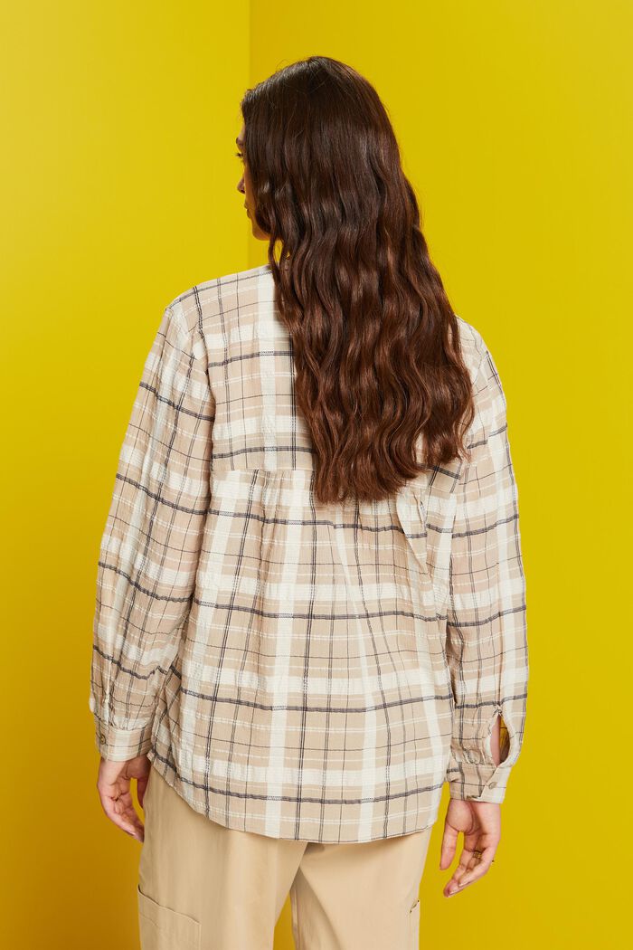 Haut façon blouse texturé, 100 % coton, SAND, detail image number 3