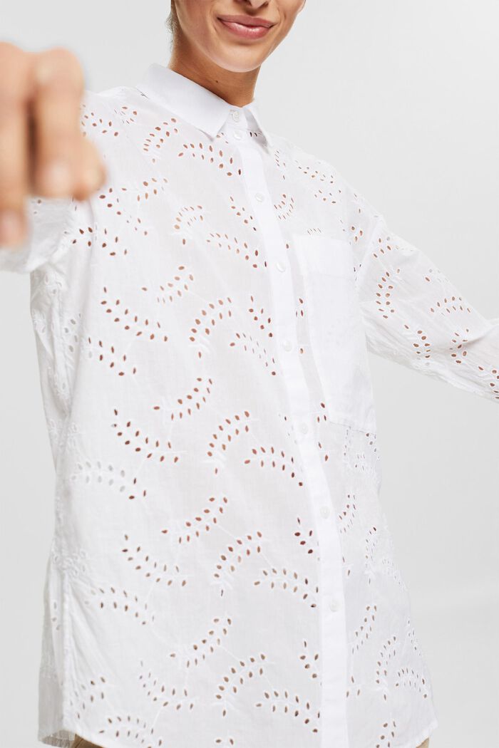 Chemisier orné de broderie anglaise, WHITE, detail image number 2