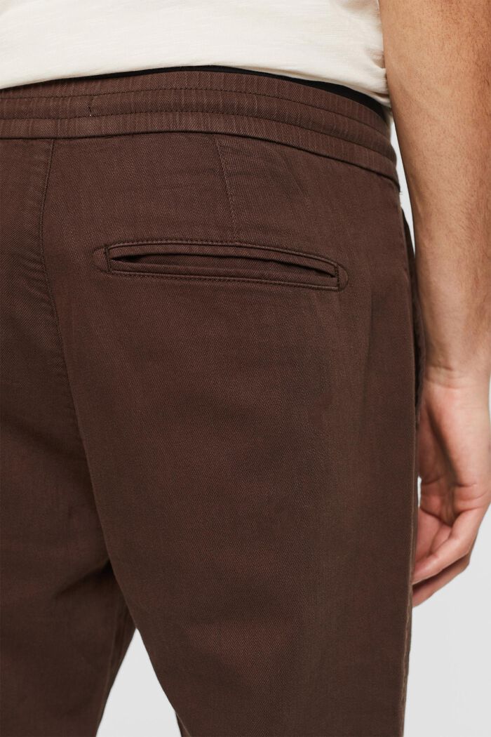 À teneur en lin : le pantalon à cordon de serrage à la taille, BROWN, detail image number 5