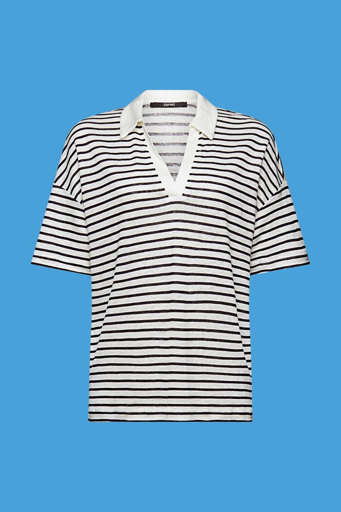 T-shirt à col polo, 100 % lin, BLACK, detail image number 6