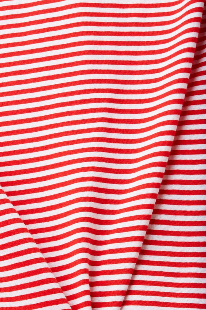 T-shirt rayé en coton animé d’un motif brodé, RED, detail image number 4