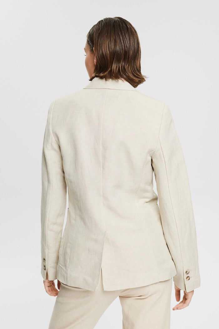 En lin mélangé : la veste de tailleur à un bouton, LIGHT TAUPE, detail image number 3