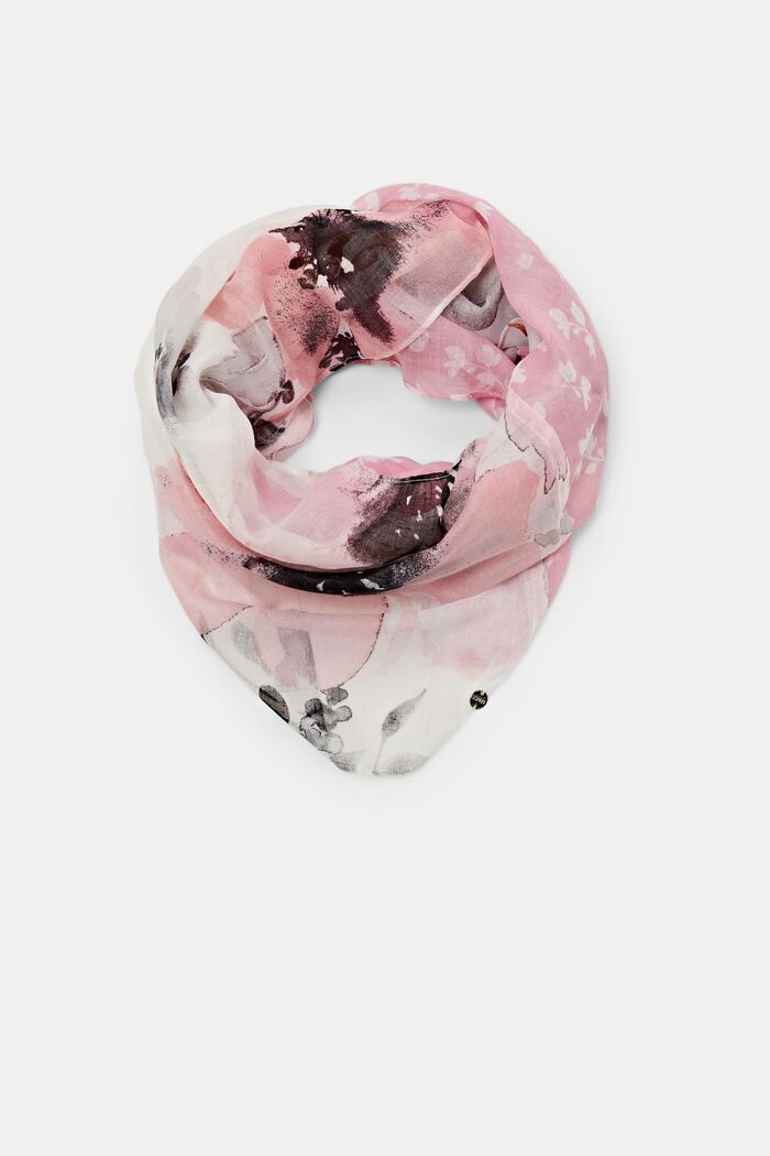 Écharpe tube à motif fleuri, PINK, detail image number 0