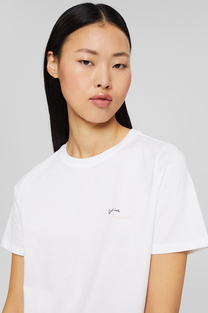 T-shirt animé d’un petit imprimé, coton biologique, WHITE, detail image number 5