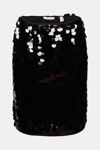 Mini-jupe à paillettes, BLACK, overview